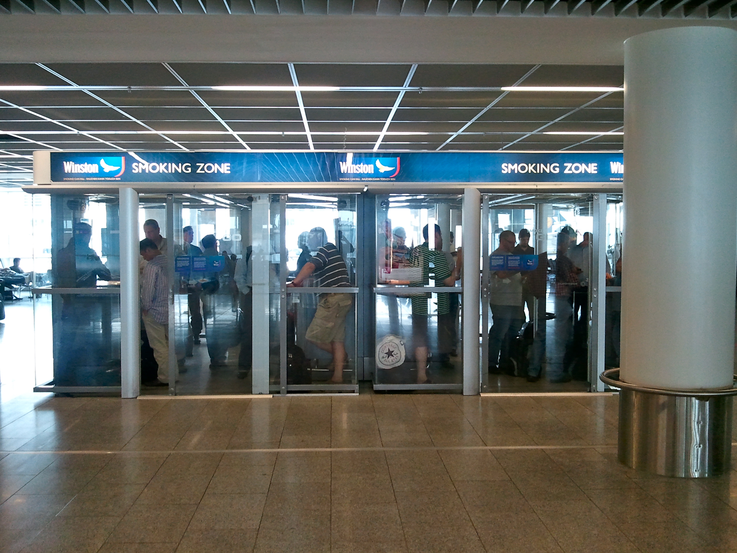 Frankfurt airport has these fantastic "smoking zones" sponsored by your